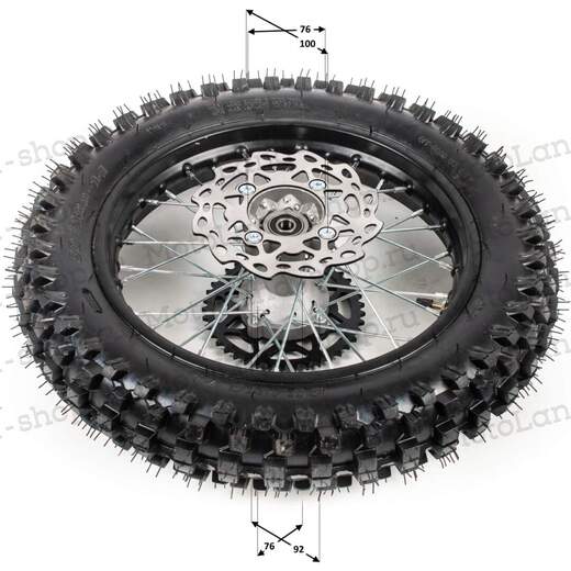 Обод 14" задний алюминий с резиной 90/100-14" (d15mm) черный pitbikemarket.ru